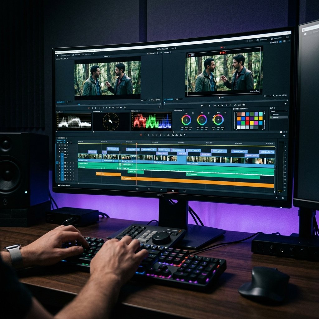 Software de edición de video en monitor